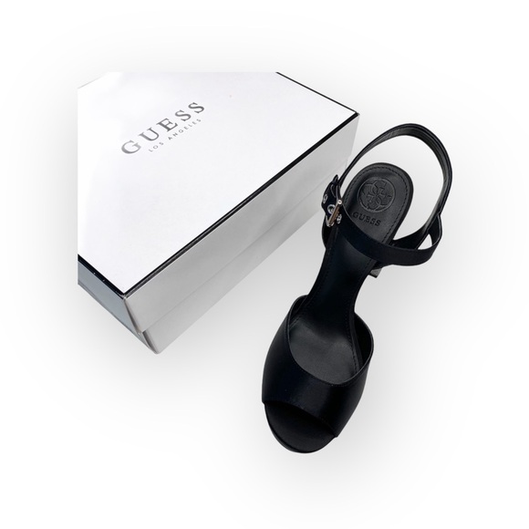 new Guess 𒀭︎Red Carpet Glitter Heel Ankle Wrap Heeled Sandal 𒀭︎Black 𒀭9.5M - Picture 6 of 16